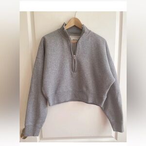 Aritzia Gray Half-Zip Sweater